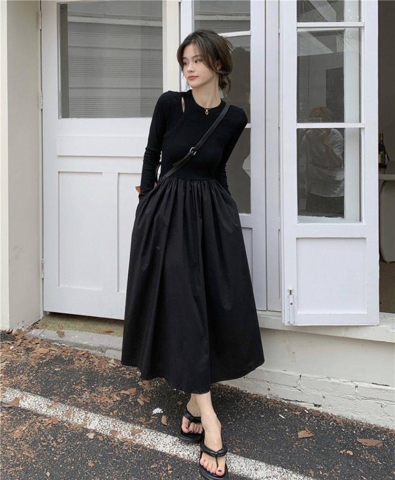 Đầm midi phối len dáng dài