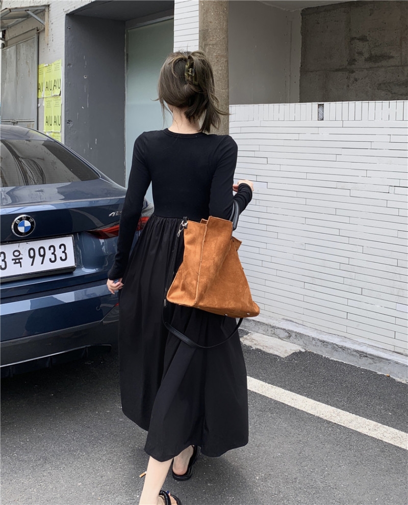 Đầm midi phối len dáng dài