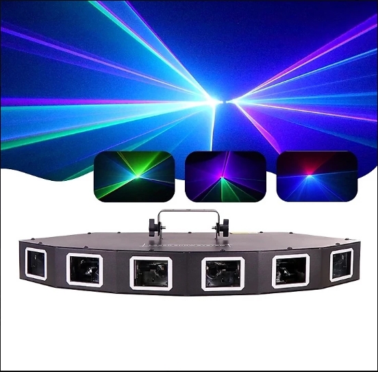 Đèn Laser Show System 6 Cửa 7 Màu Hình Quạt