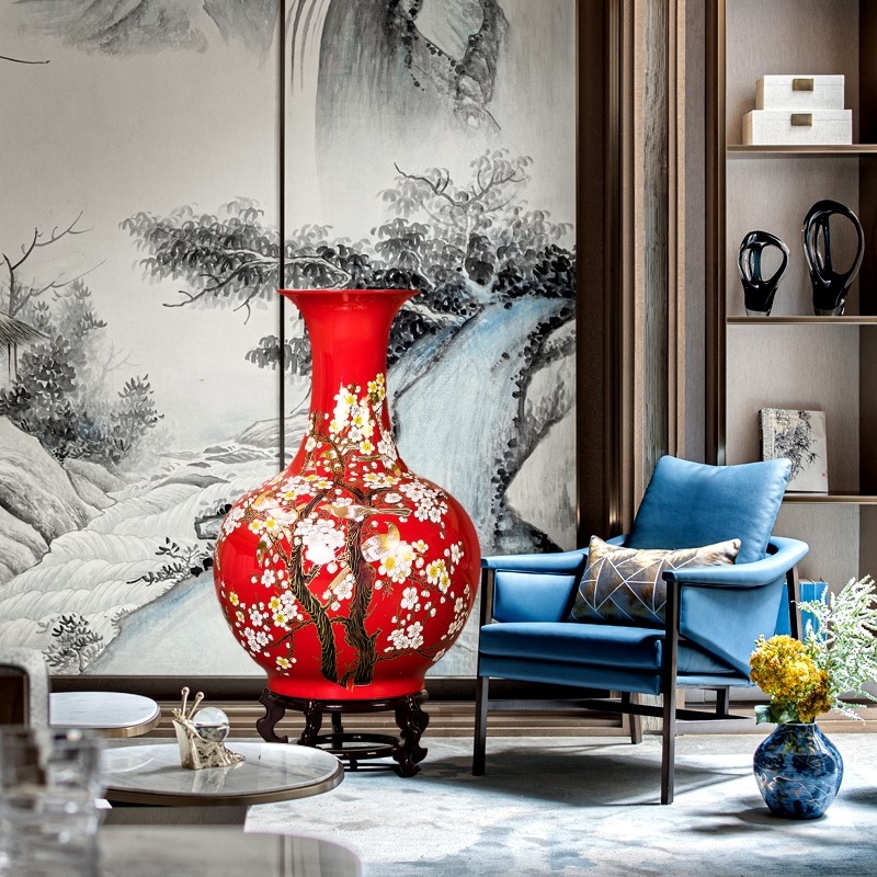 Bình gốm hoa mai men nhũ BGAD