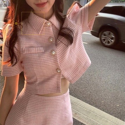 Set dạ tweed áo vest dáng xuông mix chân váy chữ A phong cách tiểu thư đi tiệc