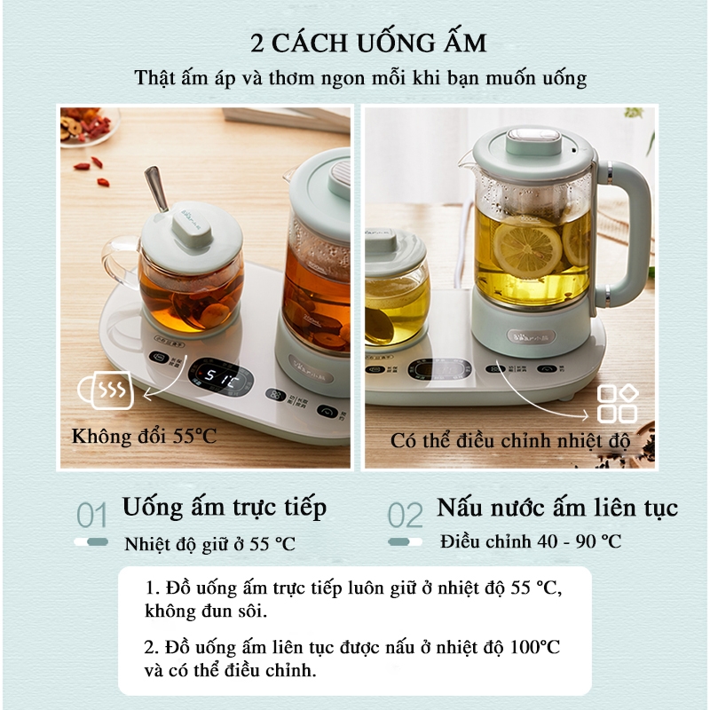 Ấm đun nước, pha trà đa năng Bear siêu tiện lợi