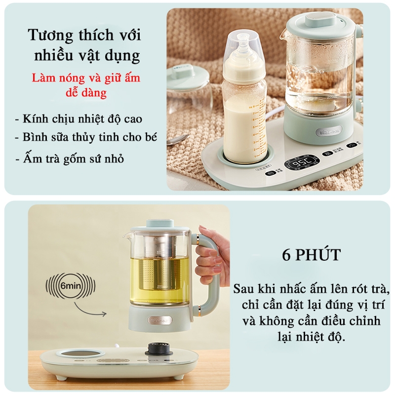 Ấm đun nước, pha trà đa năng Bear siêu tiện lợi