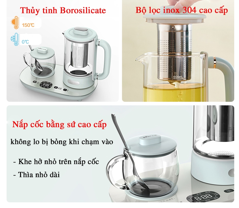 Ấm đun nước, pha trà đa năng Bear siêu tiện lợi