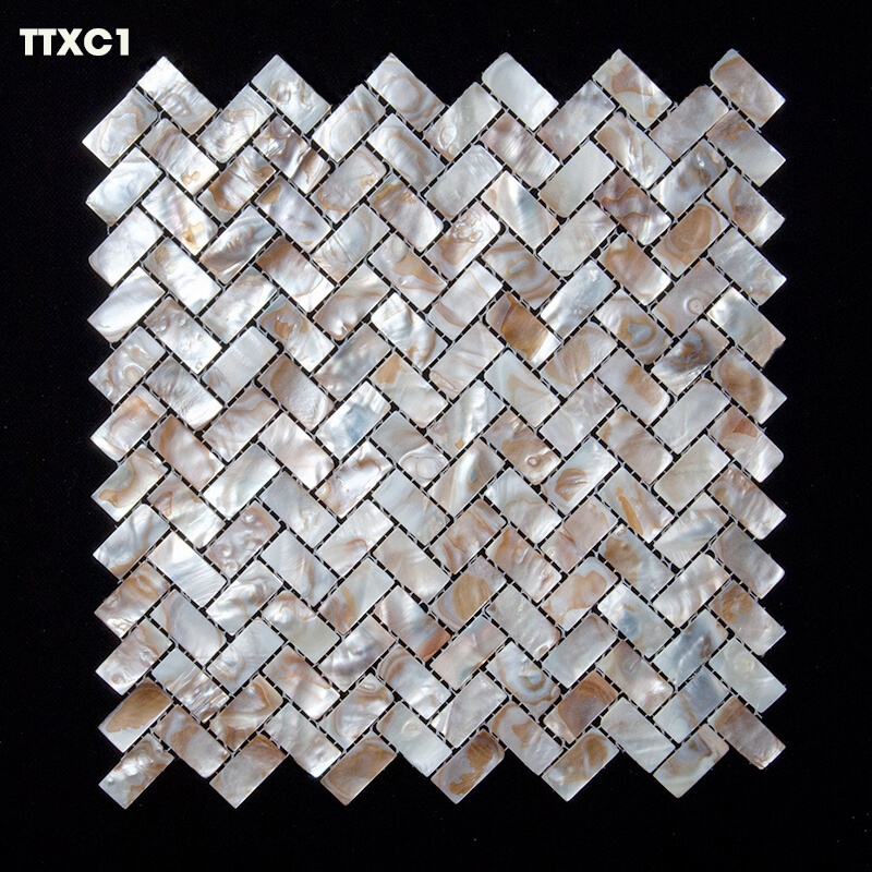Tấm trang trí gạch mosaic xương cá TTXC