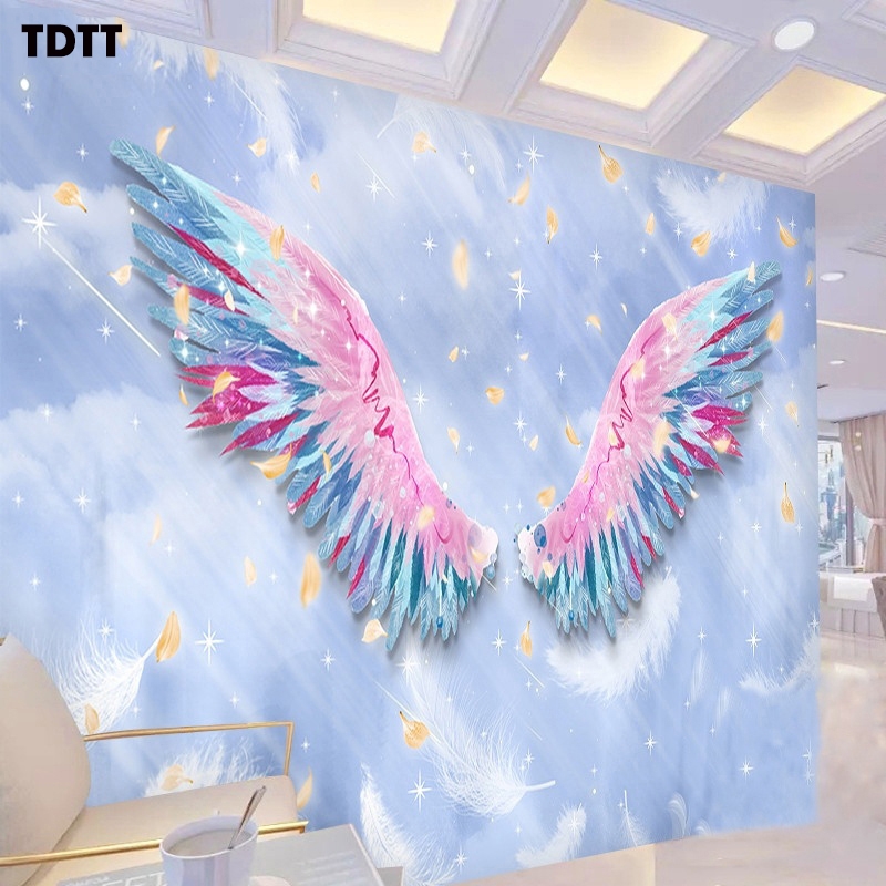 Tranh dán tường 3D đôi cánh thiên thần TDTT