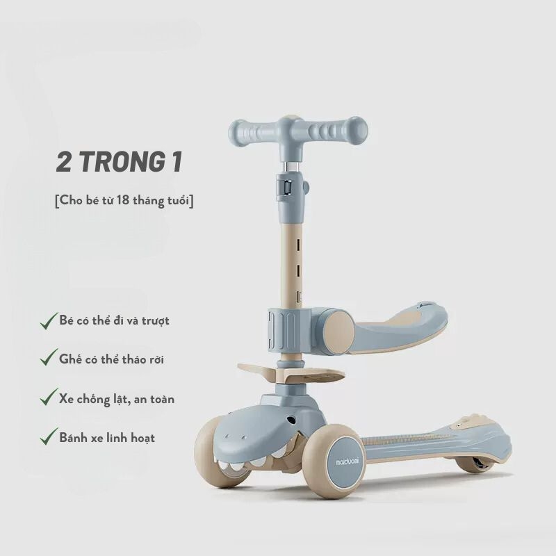 Xe trượt Scooter cao Cấp, xe chòi chân cho bé 6 trong 1