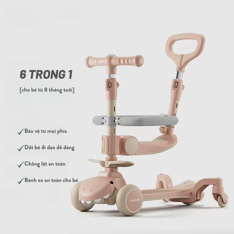 Xe trượt Scooter cao Cấp, xe chòi chân cho bé 6 trong 1