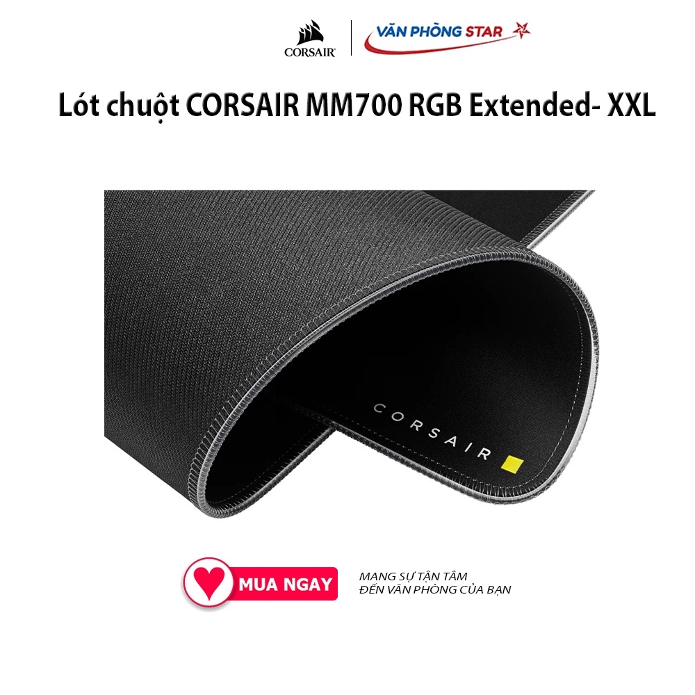 Lót chuột CORSAIR MM700 RGB Extended- XXL 360° ánh sáng RGB đế cao su chống trượt Bảo hành 24 tháng Chất liệu Vải