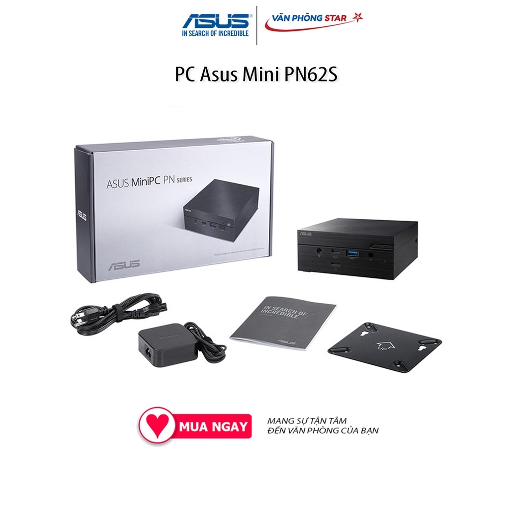 PC Asus Mini PN62S (i5-10210U/4GB RAM/256GB SSD/WL+BT/K+M/No OS) (PN62S-B5301MV)