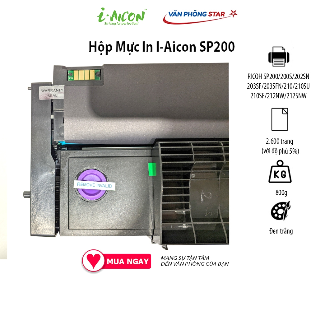 Hộp mực Ricoh SP 200 I-AICON dùng cho máy RICOH SP200/200S/202SN/203SF/203SFN/210/210SU/210SF/212NW/212SNW/212SFNW