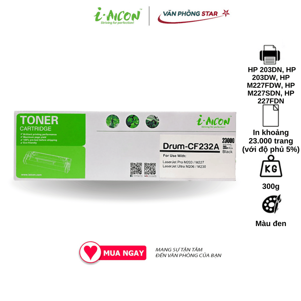 Cụm trống 32A CHÍNH HÃNG I-AICON dùng cho máy in HP 203DN, HP 203DW, HP M227FDW, HP M227SDN, HP 227FDN. BẢO HÀNH 1 ĐỔI 1
