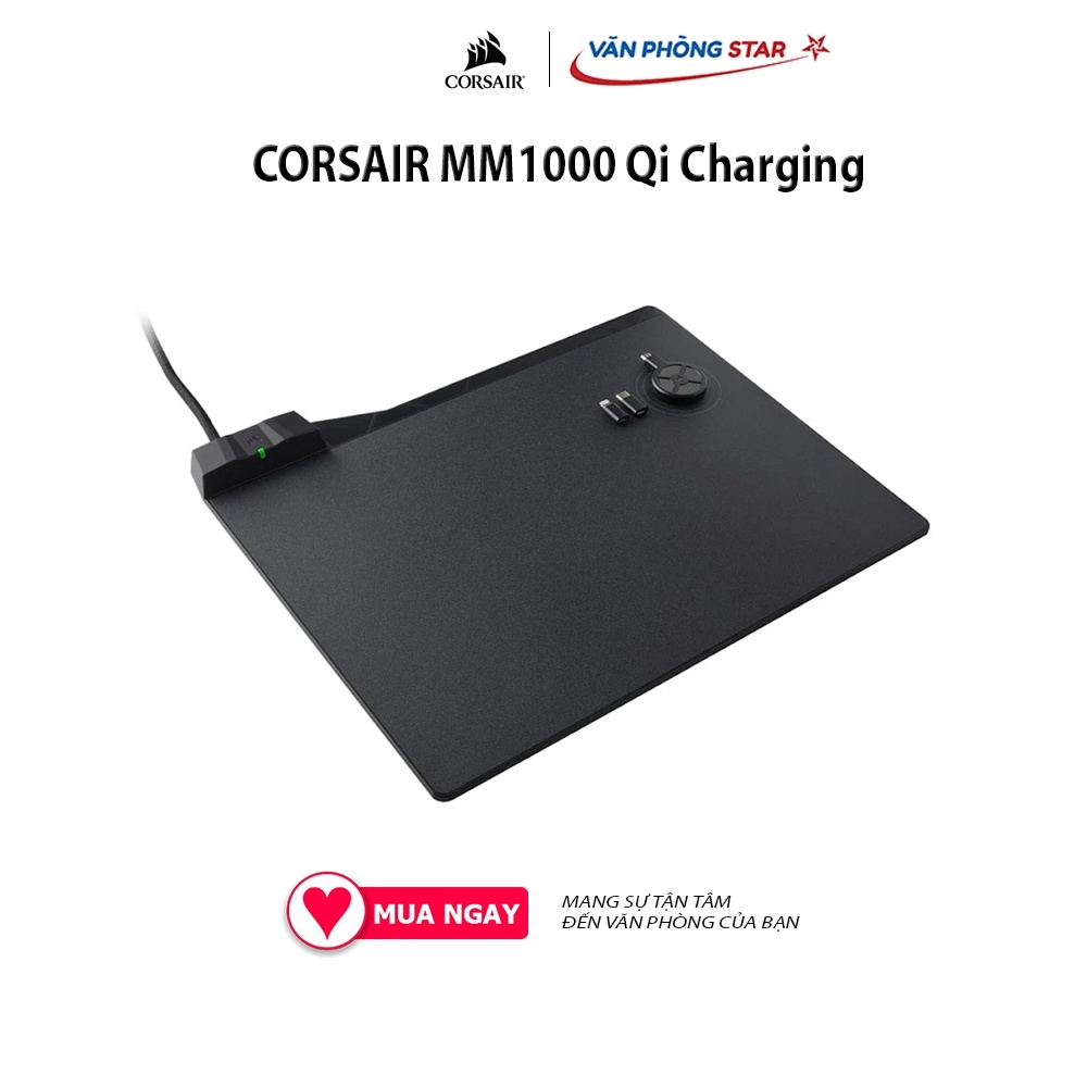 Lót chuột CORSAIR MM1000 Qi Charging - M CH-9440022-AP Cổng kết nối Lightning và Micro USB Công nghệ sạc không dây QI
