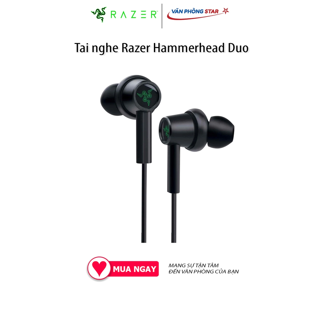 Tai nghe Razer Hammerhead Duo - RZ12-02790200-R3M1, jack 3.5mm, Trở kháng 32 ohms