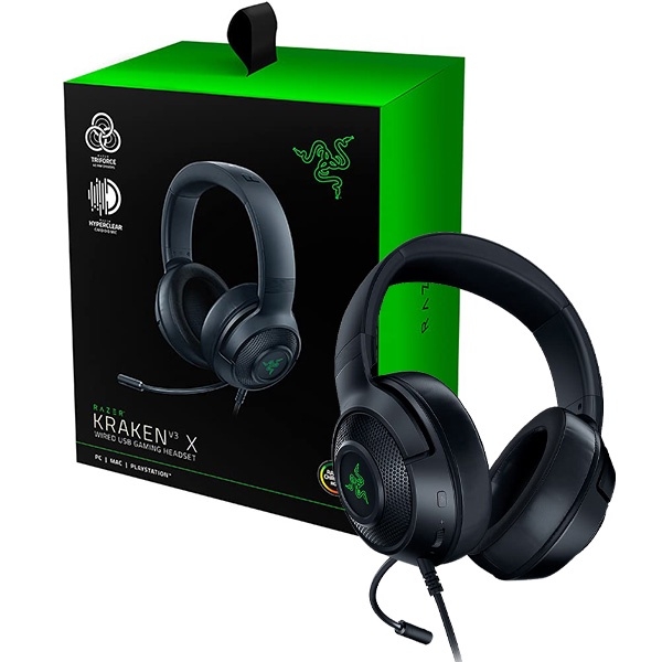 Tai nghe Razer Kraken V3 X USB gaming chống ồn tích hợp micro. Âm thanh vòm 7.1 đệm tai êm ái chính hãng Vanphongstar