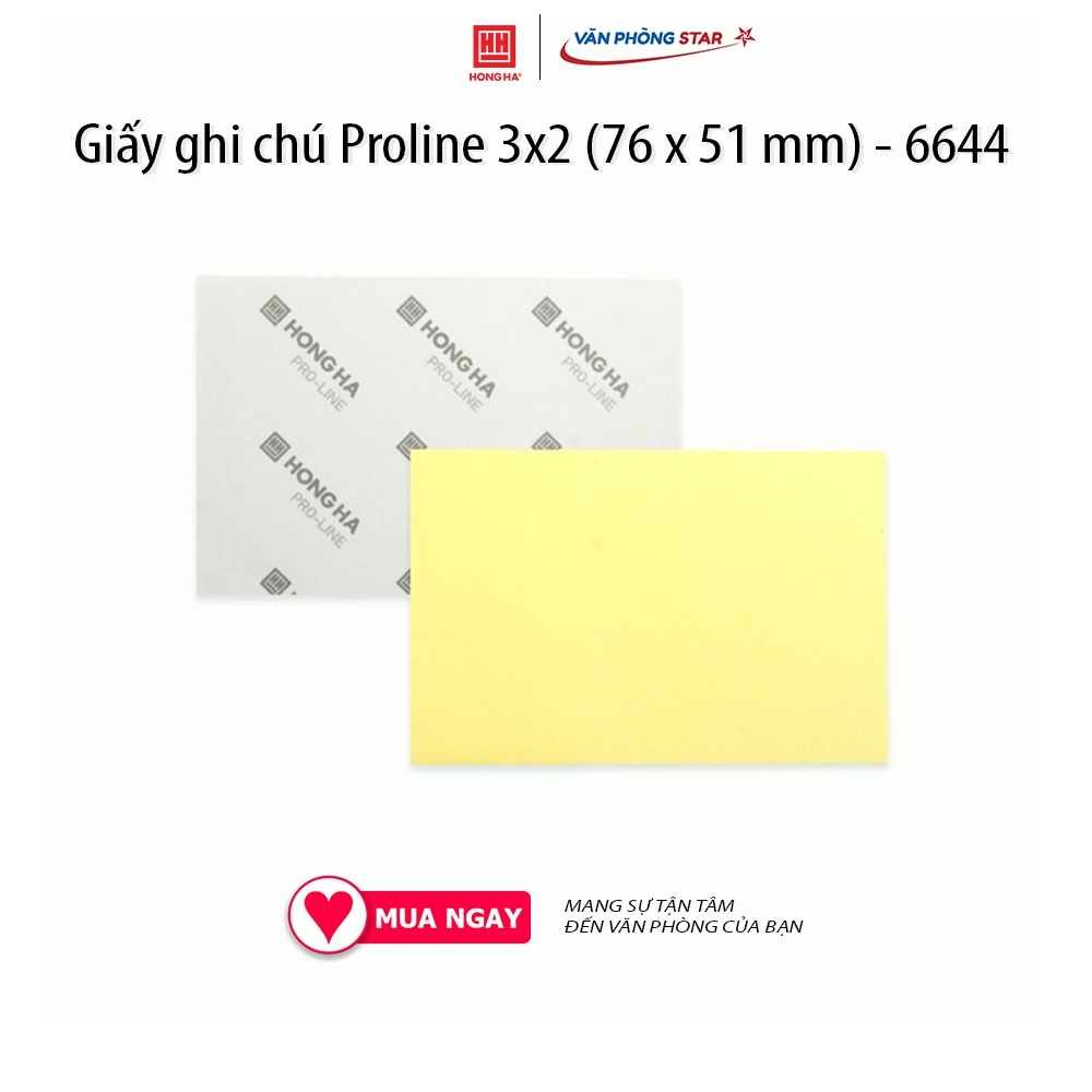 Giấy ghi chú Proline 3x2 (76 x 51 mm) - 6644 được làm từ chất liệu nhựa dẻo chất lượng cao, đầu vuông, màu sắc tươi sáng