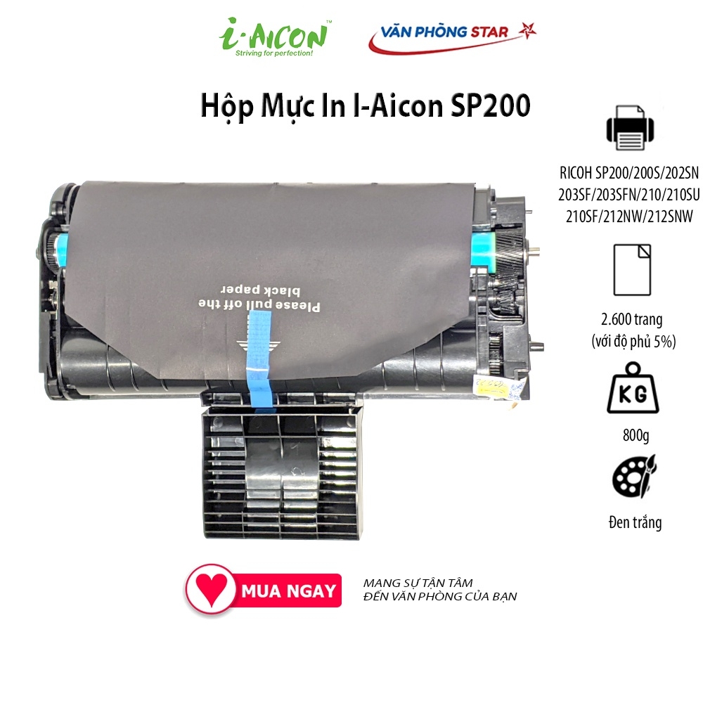 Hộp mực Ricoh SP 200 I-AICON dùng cho máy RICOH SP200/200S/202SN/203SF/203SFN/210/210SU/210SF/212NW/212SNW/212SFNW