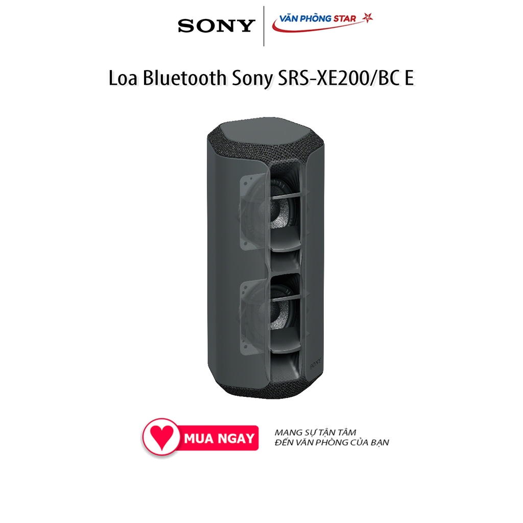 Loa Bluetooth Sony SRS-XE200/BC E, Kết nối USB Type-C, Bluetooth 5.2, Chống nước và chống bụi IP67, Bộ loa X-Balanced