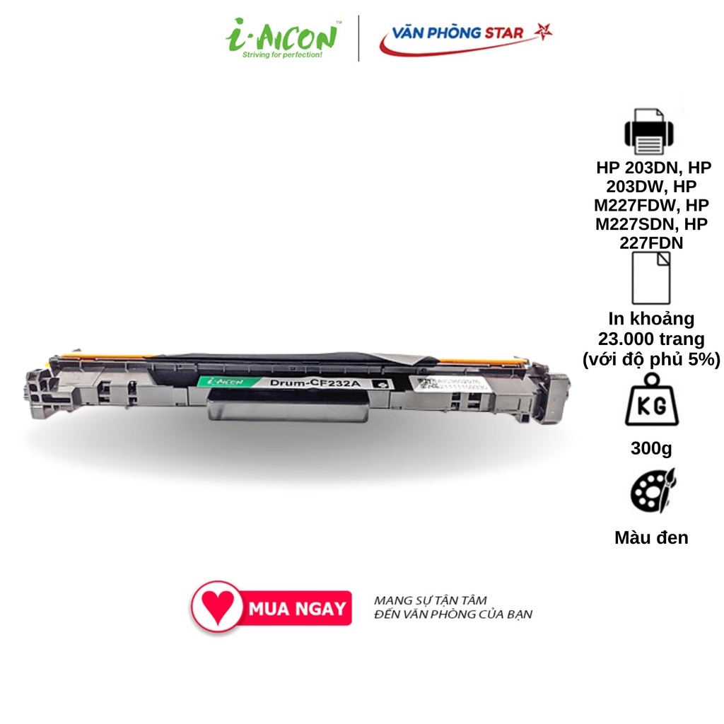 Cụm trống 32A CHÍNH HÃNG I-AICON dùng cho máy in HP 203DN, HP 203DW, HP M227FDW, HP M227SDN, HP 227FDN. BẢO HÀNH 1 ĐỔI 1