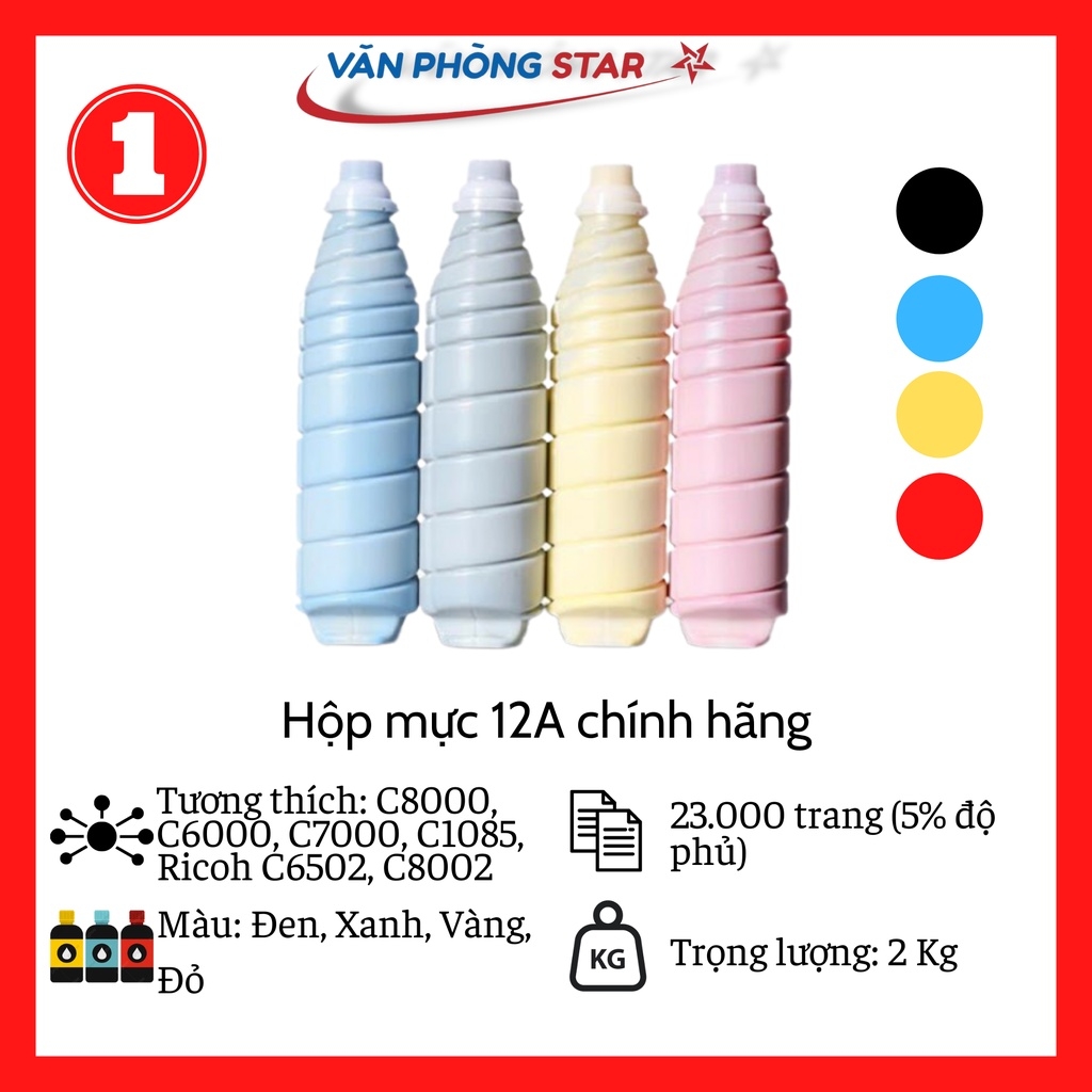 Bộ 4 màu hộp Mực Konica  Minolta Bizhub C8000 TN616 (K/C/M/Y) Chính Hãng