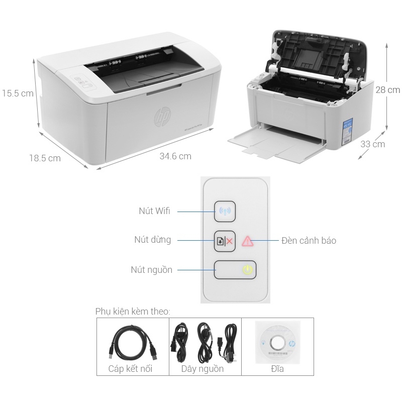 [FREESHIP] Máy in Laser HP LaserJet Pro HP Pro M15W tại VanphongStar, tốc độ in 18 trang/phút nhỏ gọn có WIFI