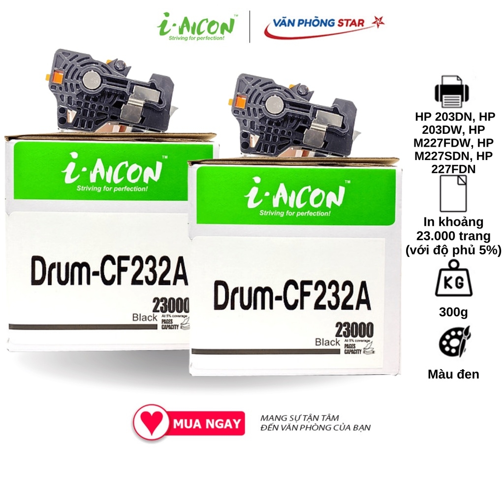 Cụm trống 32A CHÍNH HÃNG I-AICON dùng cho máy in HP 203DN, HP 203DW, HP M227FDW, HP M227SDN, HP 227FDN. BẢO HÀNH 1 ĐỔI 1