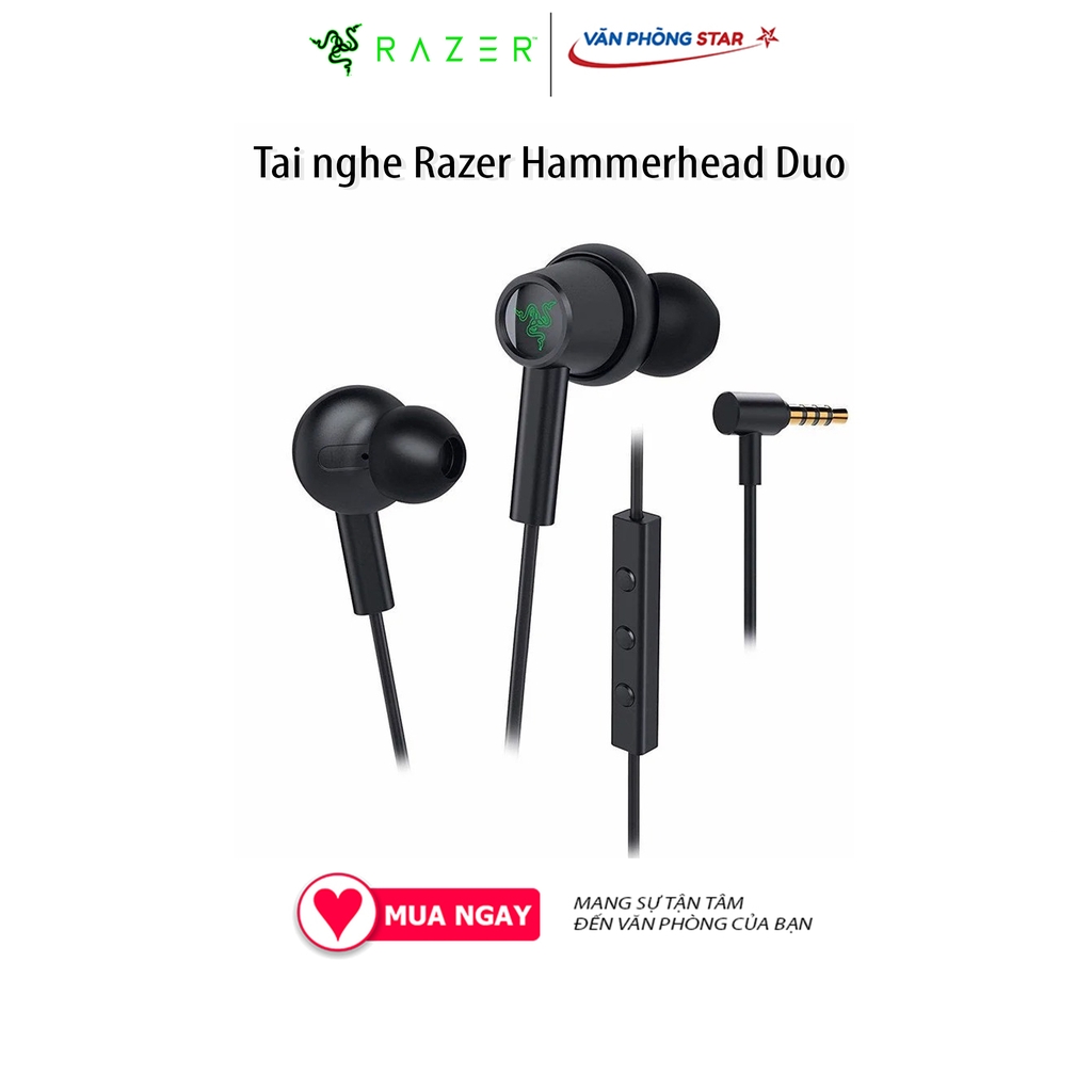 Tai nghe Razer Hammerhead Duo - RZ12-02790200-R3M1, jack 3.5mm, Trở kháng 32 ohms