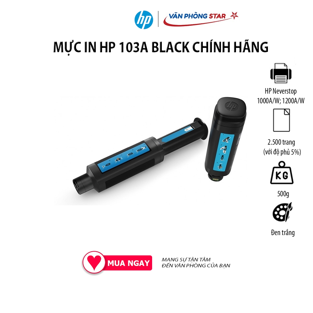 MỰC IN HP 103A BLACK CHÍNH HÃNG Dùng cho Máy in HP 1000A 1000W HP 1200A 1200W Số trang 2500 trang độ phủ 5% Vanphongstar