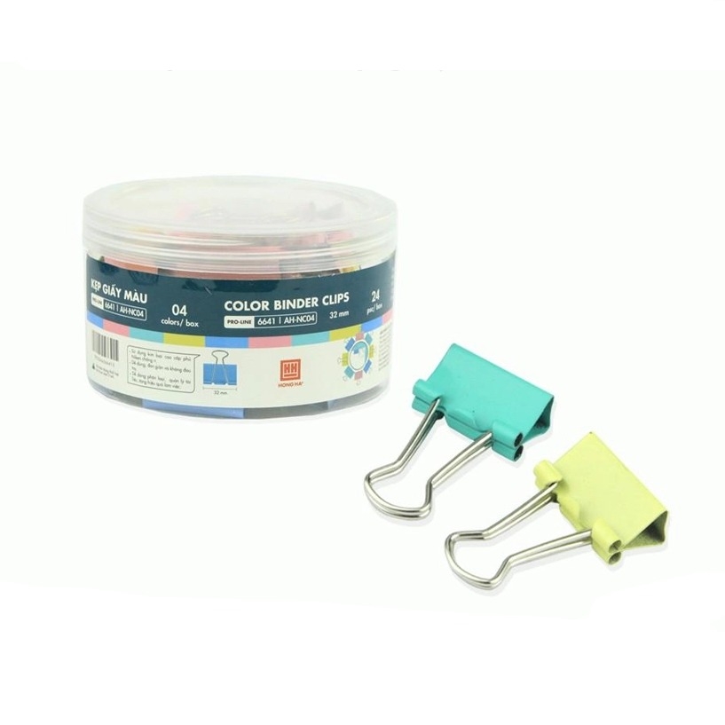 Kẹp bướm kẹp giấy màu 32mm hộp 24 chiếc