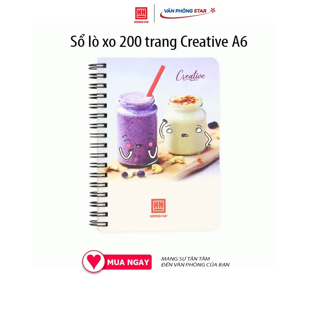 Sổ lò xo 200 trang Creative A6, 200 trang, Kích thước 105 * 148 (mm), Định lượng 58 g/m², Độ trắng 84 %ISO