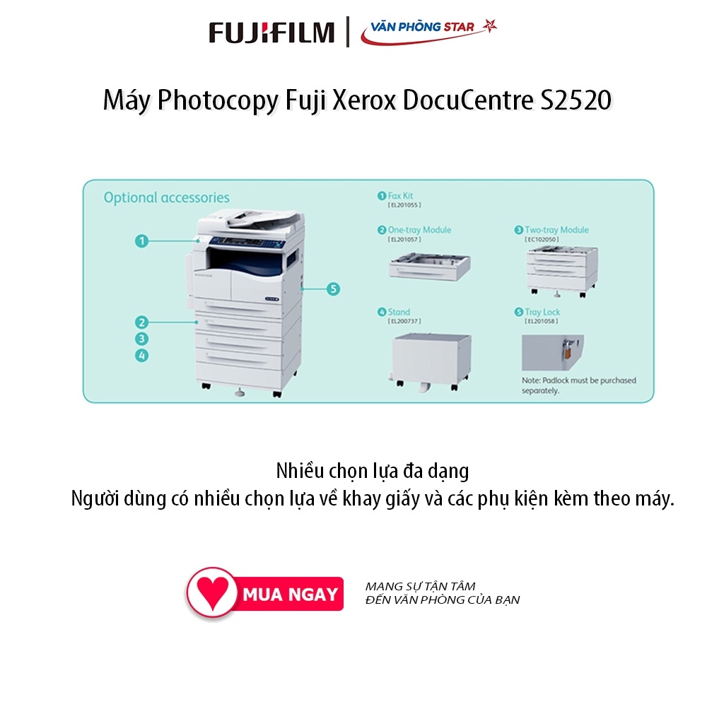 Máy photocopy đa chức năng FujiXerox DC S2520, chính hãng bảo hành toàn quốc