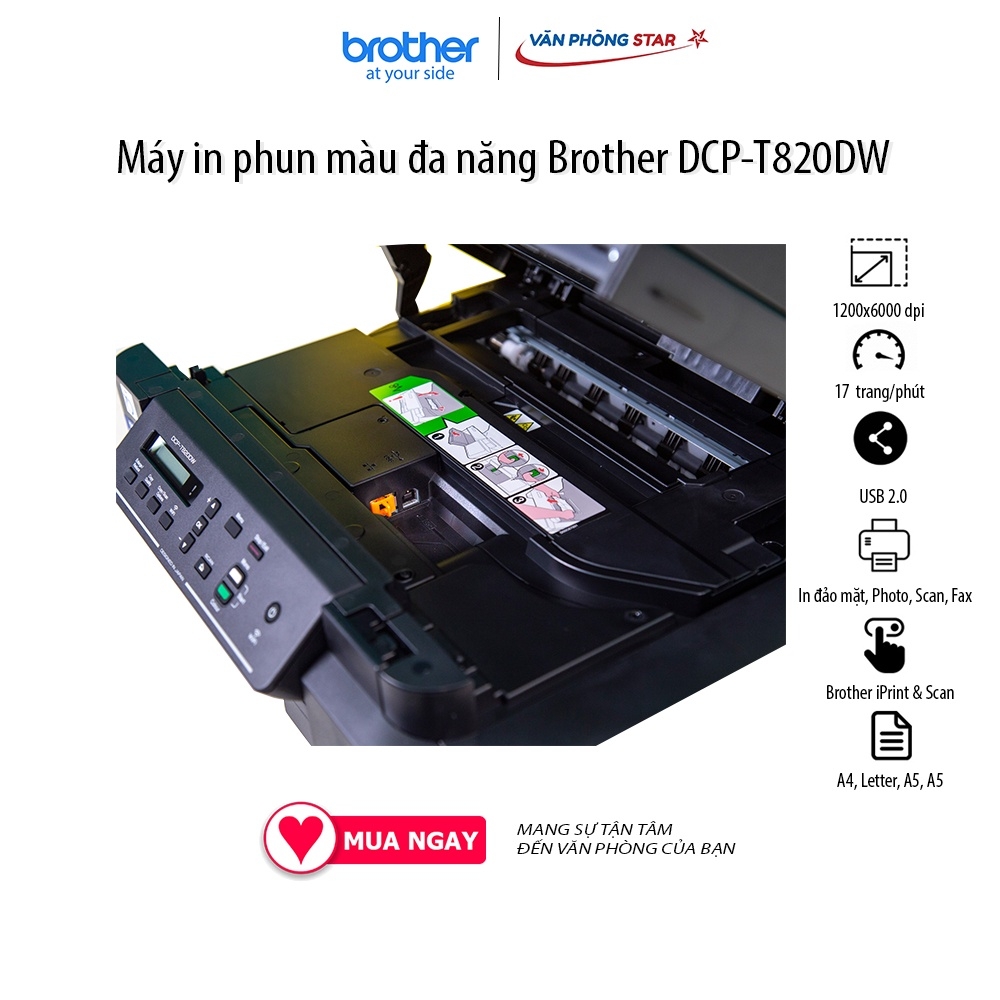 Máy in phun màu đa năng Brother DCP-T820DW