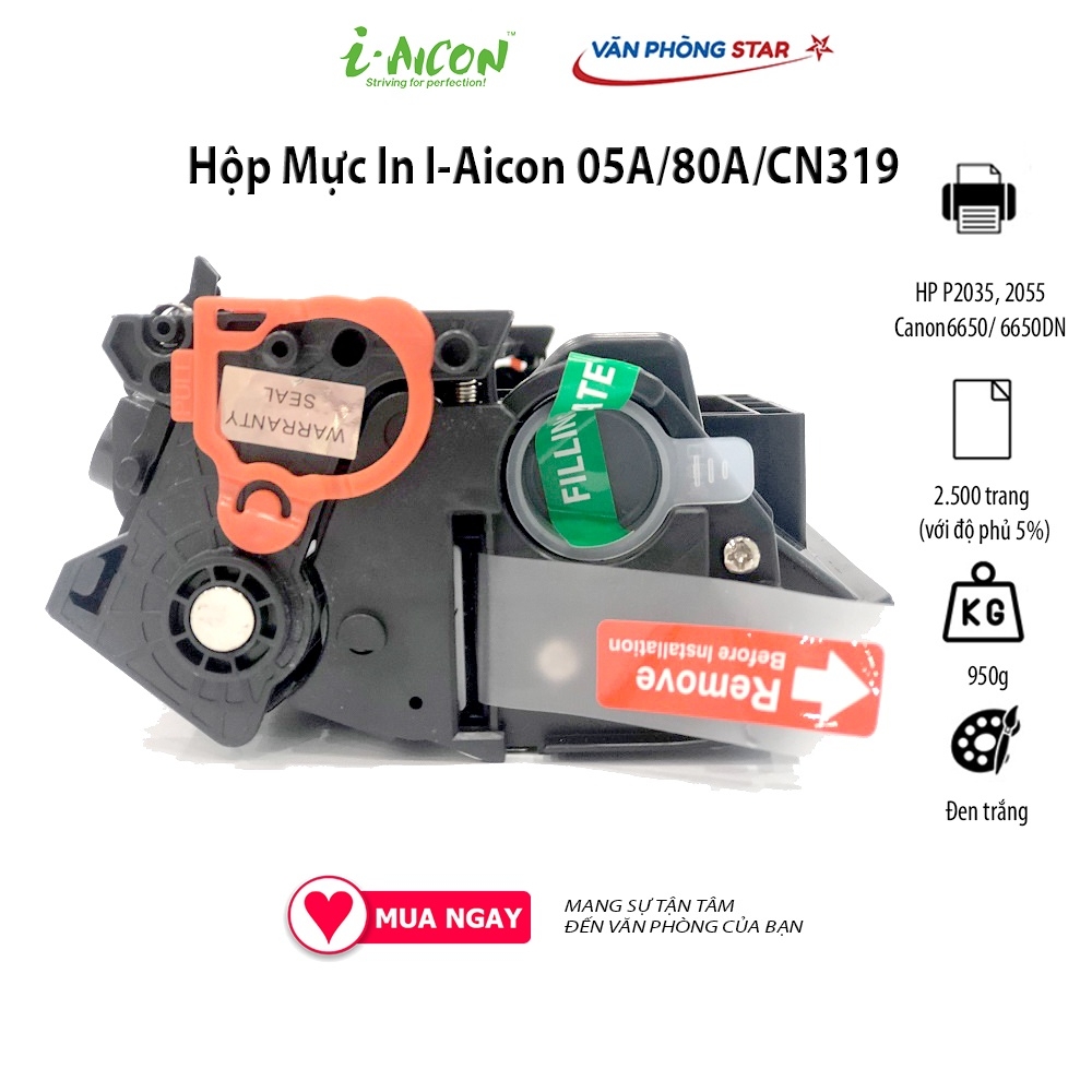 Hộp Mực 05A/80A CHÍNH HÃNG I-AICON dùng cho máy in HP LaserJet P2035,2055/Canon LBP 6650/6650DN CAM KẾT BẢO HÀNH 1 ĐỔI 1