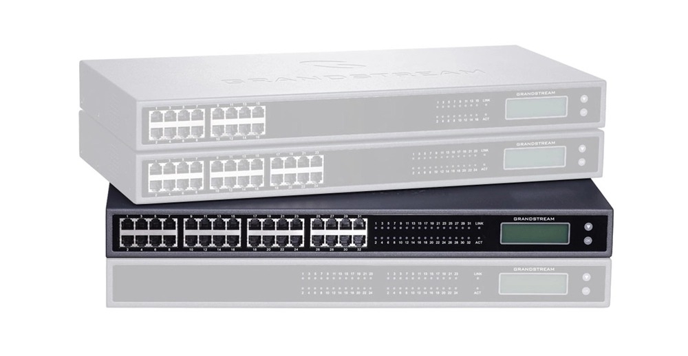 Gateway chuyển đổi máy lẻ analog 32 cổng FXS Grandstream GXW4232 màn hình LCD, 1 LAN Gigabit Jack nối RJ11 và Jack 57JE