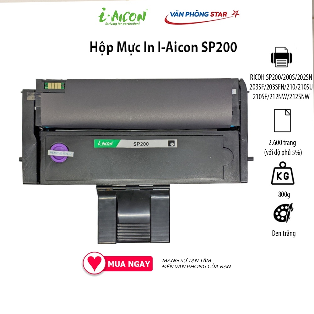 Hộp mực Ricoh SP 200 I-AICON dùng cho máy RICOH SP200/200S/202SN/203SF/203SFN/210/210SU/210SF/212NW/212SNW/212SFNW