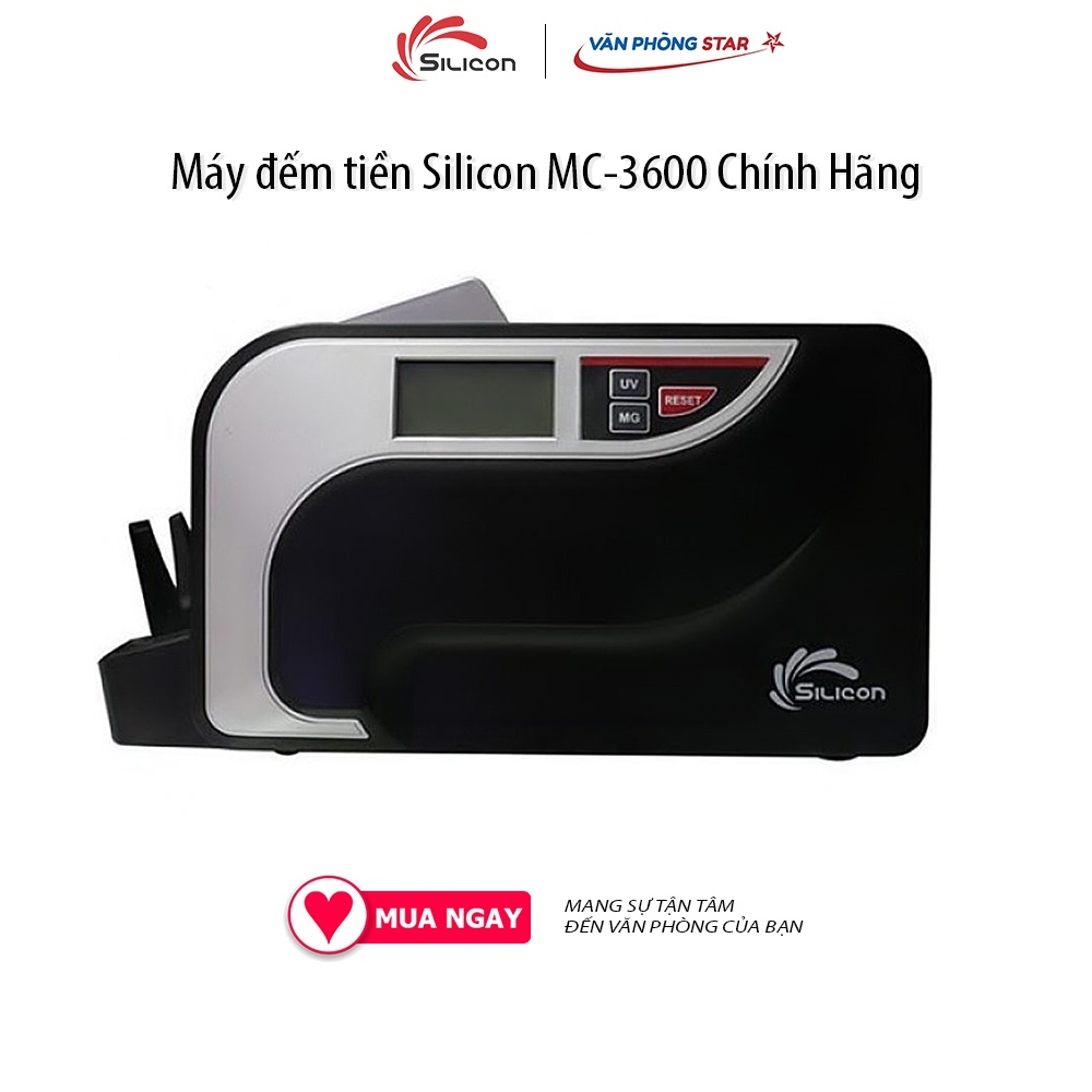 Máy Đếm Tiền Thông Minh Phát Hiện Tiền Siêu Giả Silicon MC-3600 tốc độ đếm 1000 tờ/phút, Phát hiện tiền giả thường