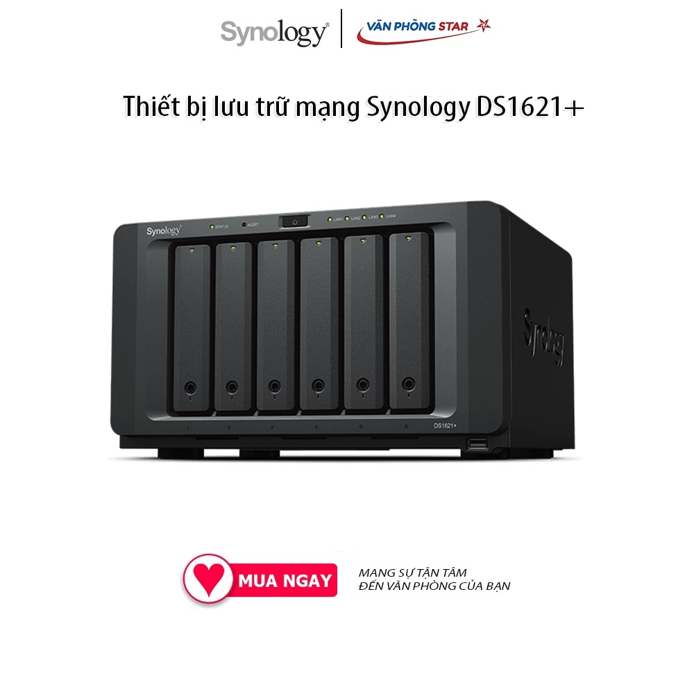 Thiết bị lưu trữ mạng Synology DS1621+ 4 GB DDR4 ECC SODIMM AMD Ryzen V1500B 4-core 2.2 GHz 6 Khay đựng ổ cứng