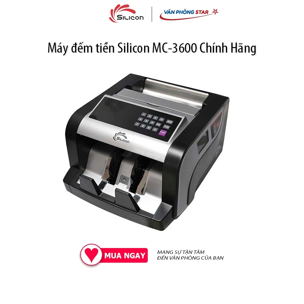 Máy Đếm Tiền Thông Minh Phát Hiện Tiền Siêu Giả Silicon MC-3600 tốc độ đếm 1000 tờ/phút, Phát hiện tiền giả thường