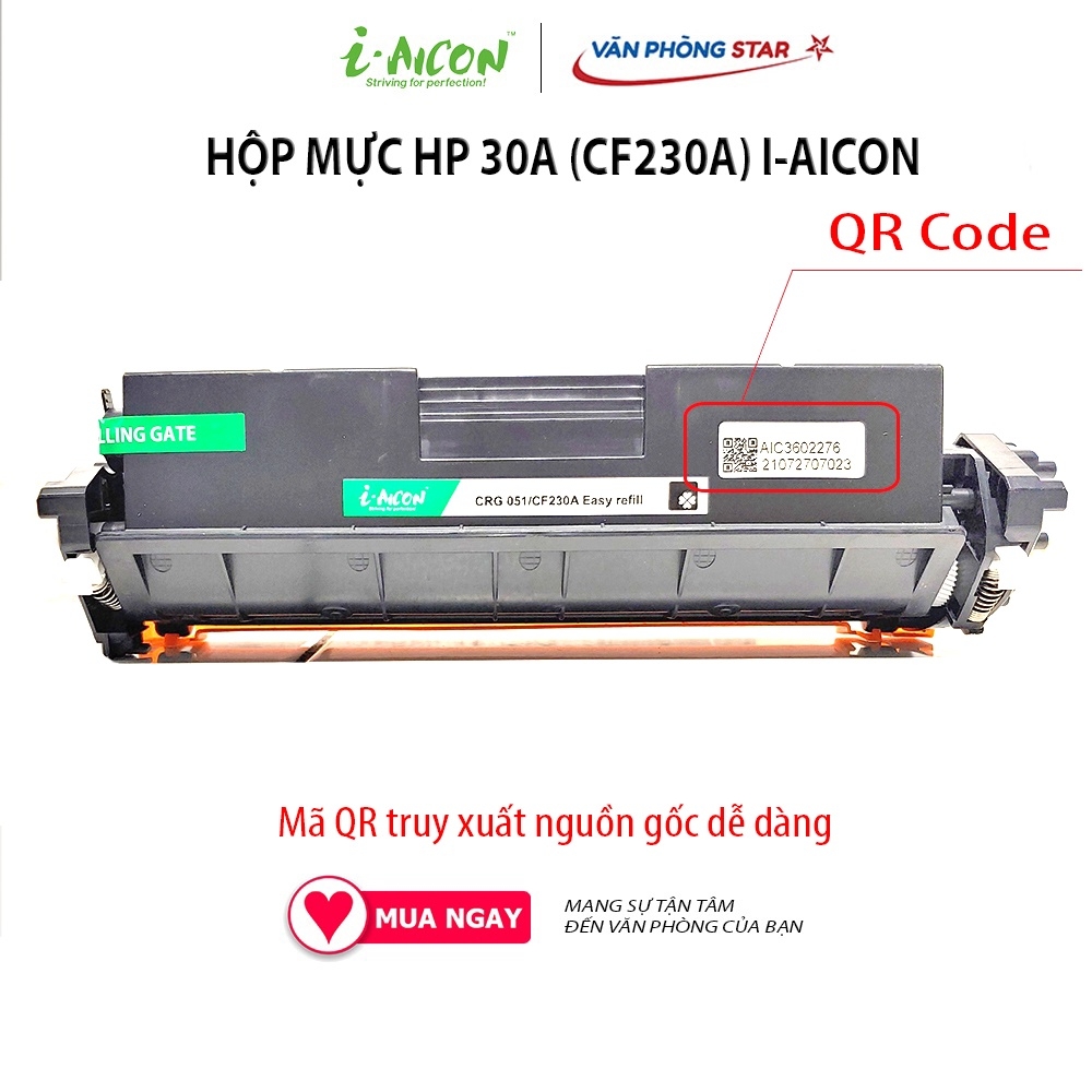 Hộp mực in 30A I-AICON dùng cho máy in HP LaserJet Pro M203dn, Pro M203dw, Pro M227fdw/sdn . CAM KẾT BẢO HÀNH  1 ĐỔI 1
