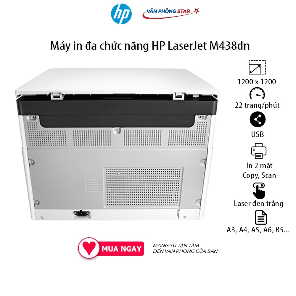 [FREE SHIP] Máy in đa chức năng HP LaserJet M438dn In, Sao chép, Quét Tốc độ: 22 trang / phút khổ A4,mới 100% chính hãng