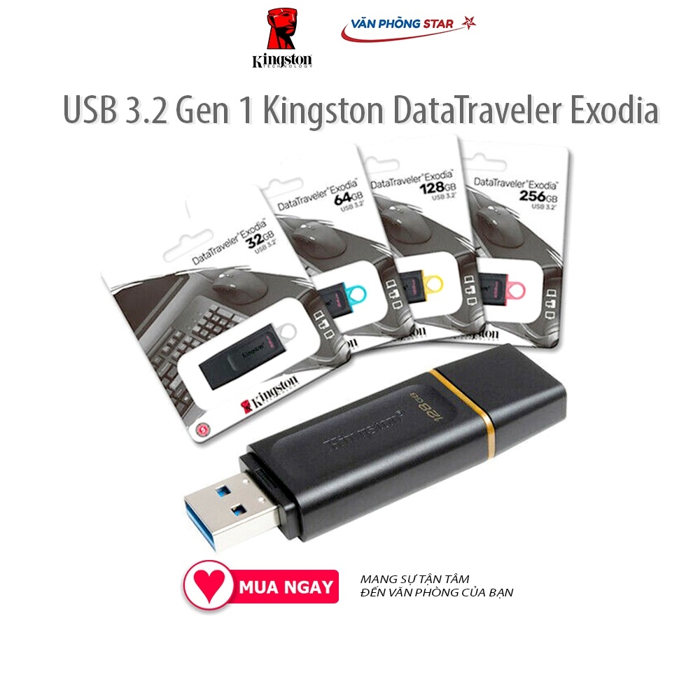 USB kingston 3.2 Gen 1 - dung lượng 128GB/64GB/32GB - chính hãng bảo hành 5 năm ,tốc độ cao 115 Mbps-tương thích 2.0/3.0