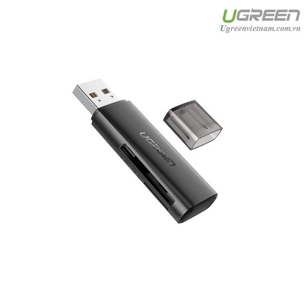 Ugreen 60721 Màu Đen Đầu đọc thẻ card reader USB 2.0 hỗ trợ thẻ SD/TF CM264 20060721