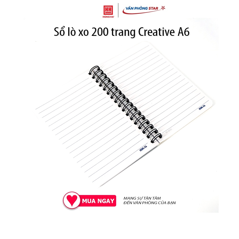 Sổ lò xo 200 trang Creative A6, 200 trang, Kích thước 105 * 148 (mm), Định lượng 58 g/m², Độ trắng 84 %ISO