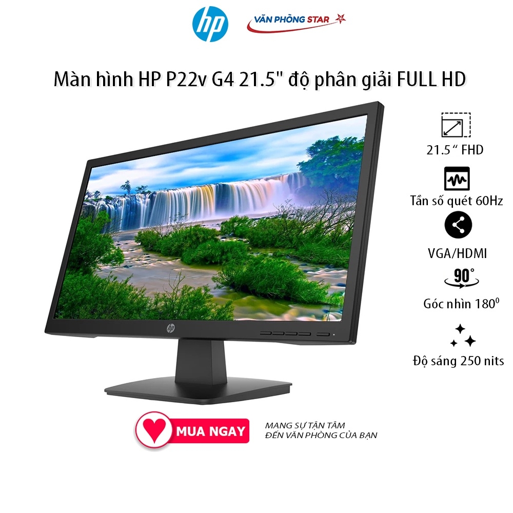 Màn hình HP P22v G4 21.5 inch độ phân giải Full HD chống chói, giảm ánh sáng xanh chính hãng bảo hành 36 tháng