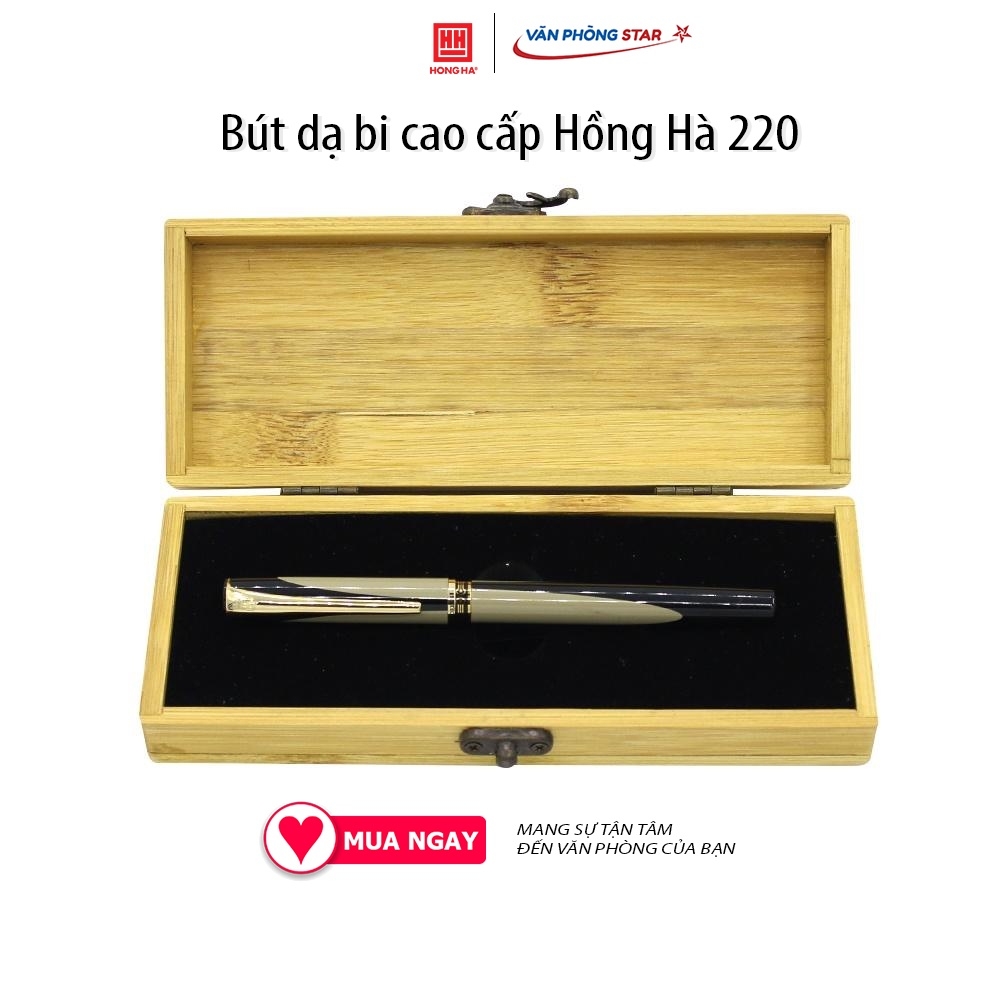 Bút dạ bi cao cấp Hồng Hà 220 - Bút ký quà tặng - 9012, Màu mực Mực xanh - Kích thước nét viết 0.8mm, thiết kế hợp kim