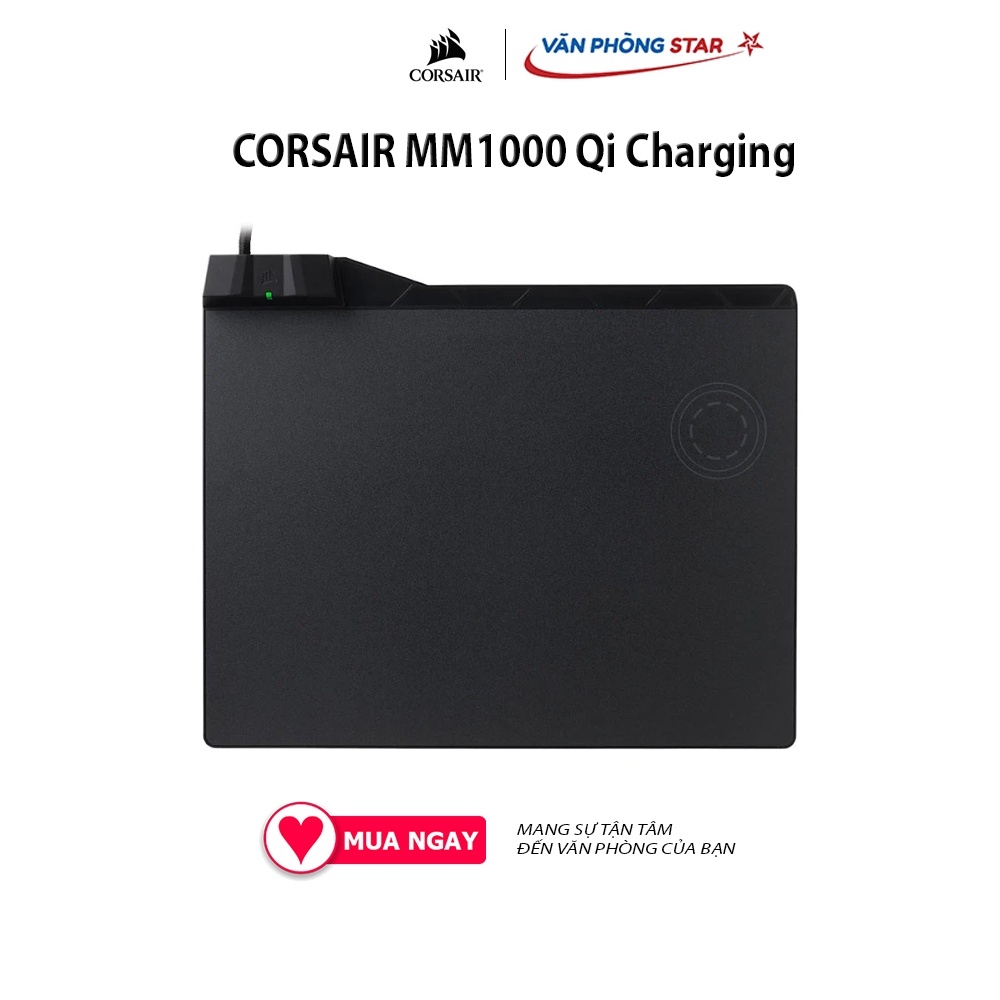 Lót chuột CORSAIR MM1000 Qi Charging - M CH-9440022-AP Cổng kết nối Lightning và Micro USB Công nghệ sạc không dây QI
