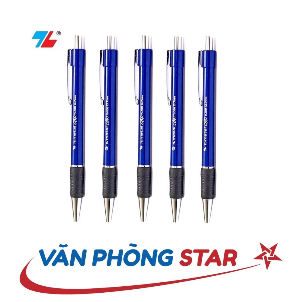 1 hộp bút bi TL036-Xanh Thiên Long mực êm nhanh khô