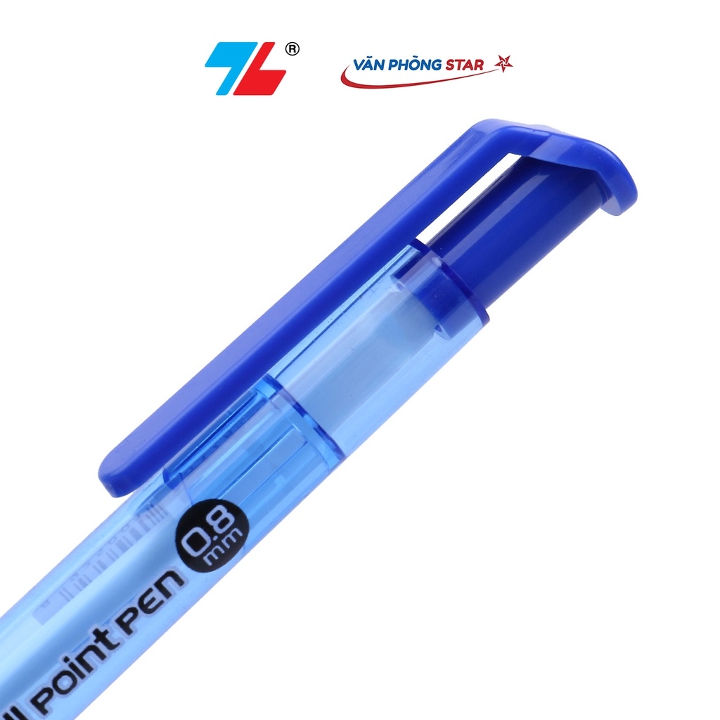 1 Hộp Bút bi TL-023 xanh số lượng 20 chiếc chính hãng Thiên Long tại Vanphongstar. Đầu bút 0.8mm viết được 1.200-1.500m