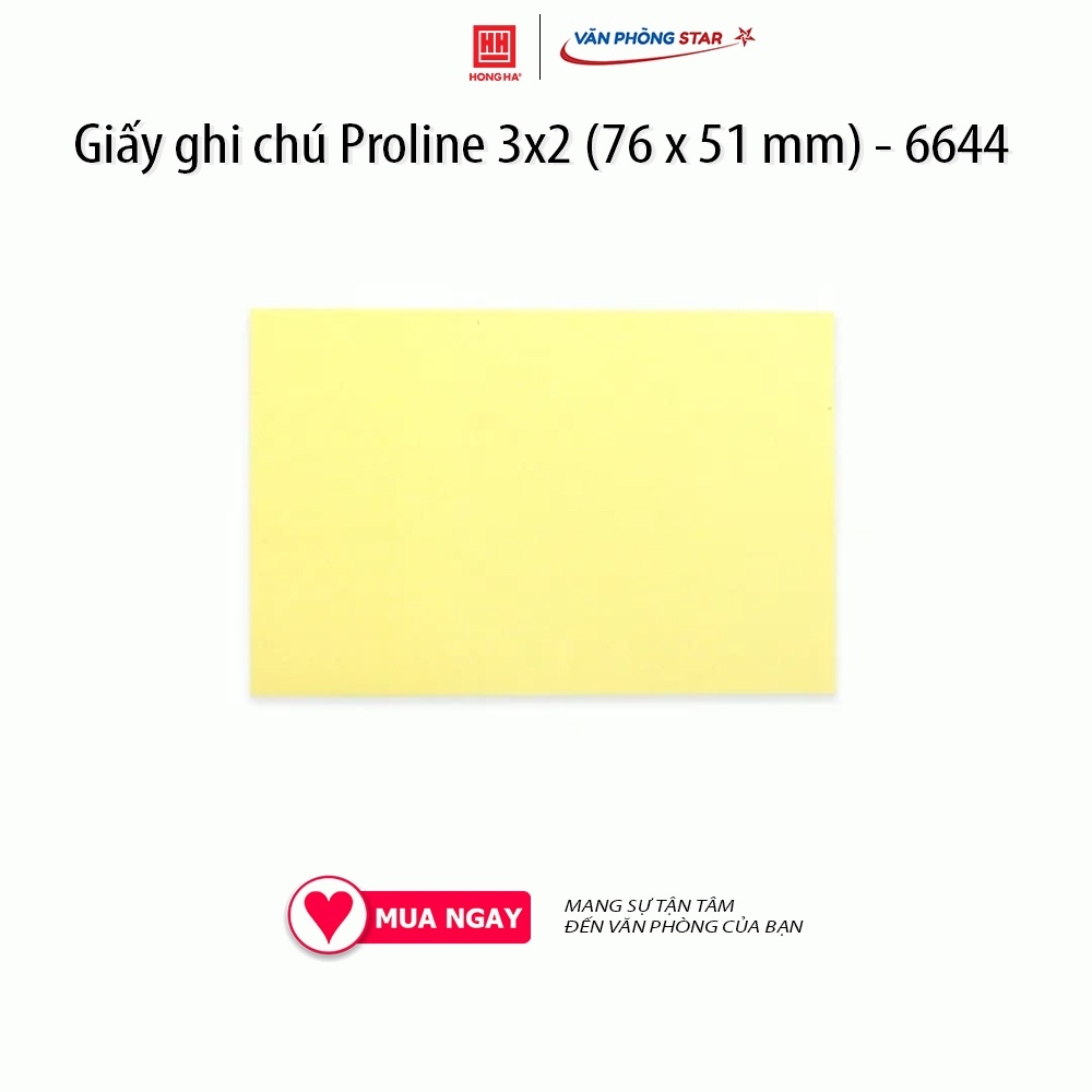 Giấy ghi chú Proline 3x2 (76 x 51 mm) - 6644 được làm từ chất liệu nhựa dẻo chất lượng cao, đầu vuông, màu sắc tươi sáng