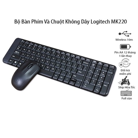 Combo bàn phím chuột không dây Logitech MK220 Wireless